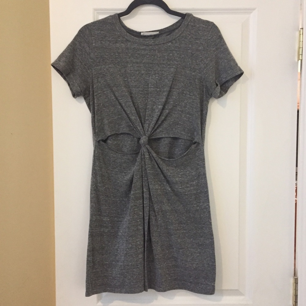 Grey Center Knot Peephole Dress